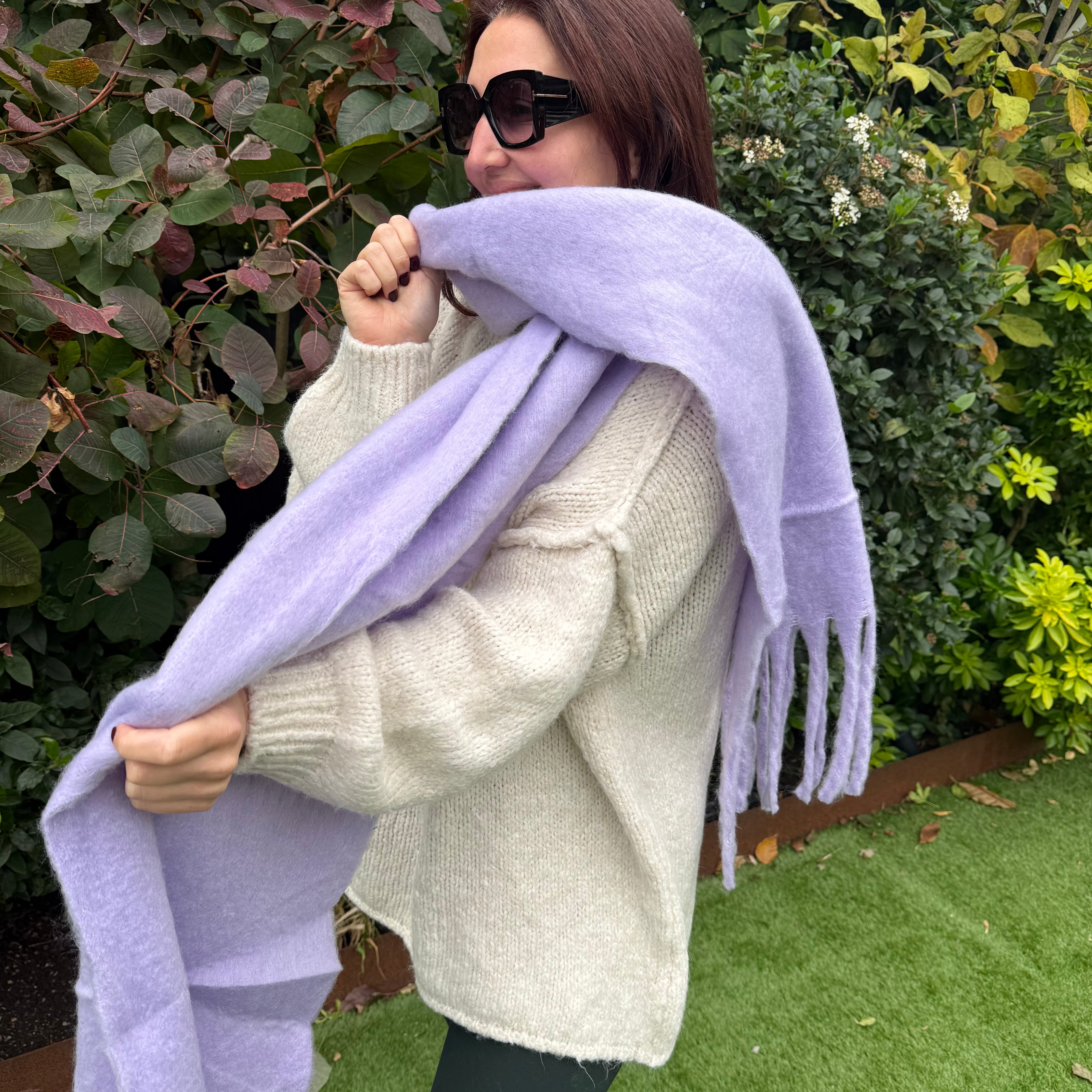 Chunky plain blanket scarf - Blush Boutique Essex