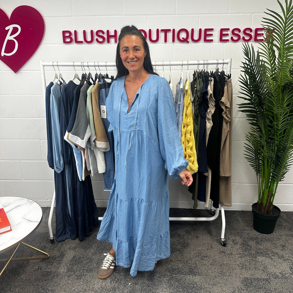 Florence Denim Dress - Blush Boutique Essex