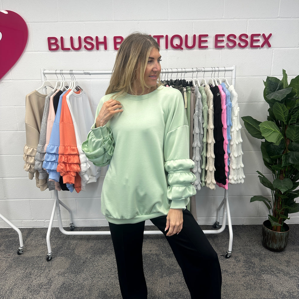 Juni Ruffle Sweatshirt - Blush Boutique Essex
