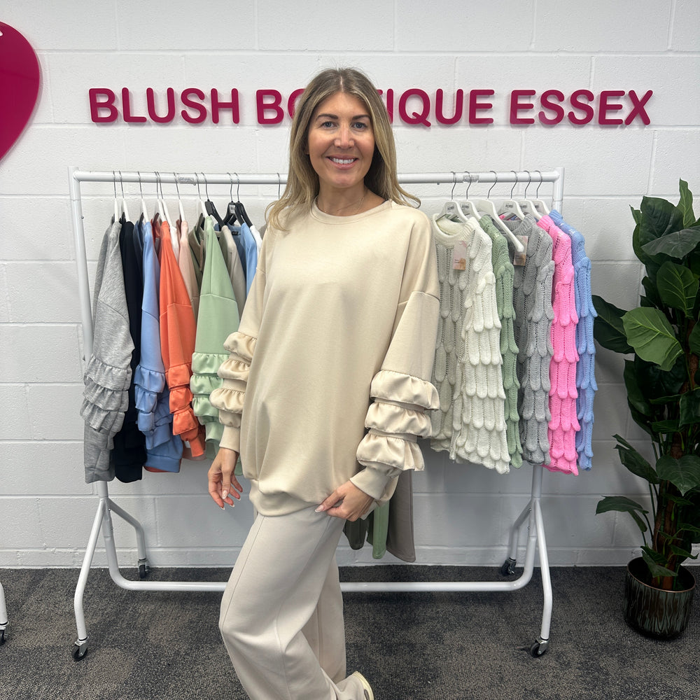 Juni Ruffle Sweatshirt - Blush Boutique Essex