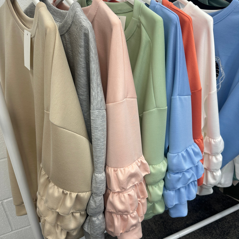 Juni Ruffle Sweatshirt - Blush Boutique Essex