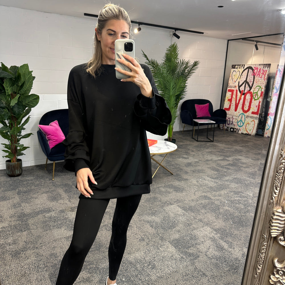 Juni Ruffle Sweatshirt - Blush Boutique Essex