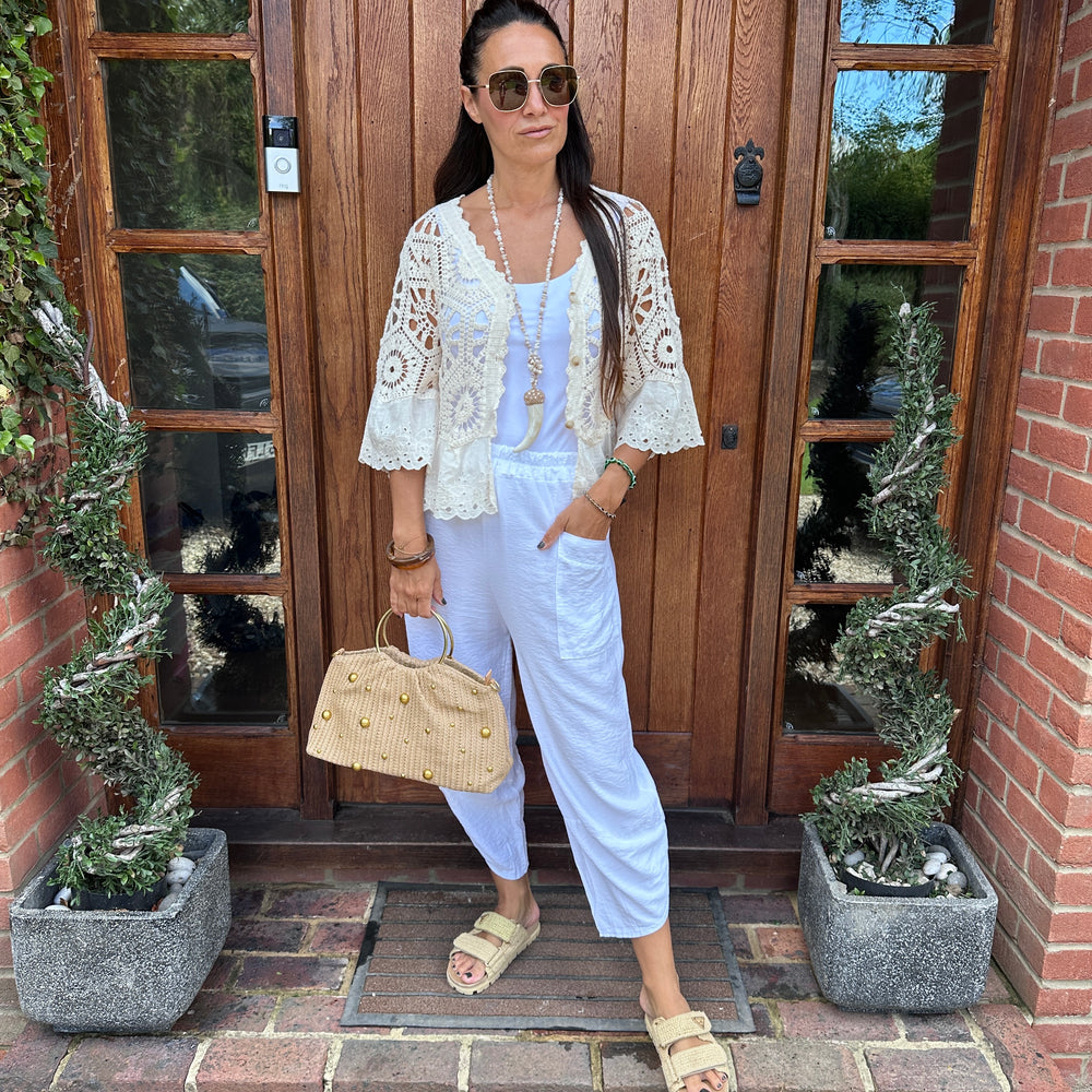 Zoe Crochet Cardigan - Blush Boutique Essex