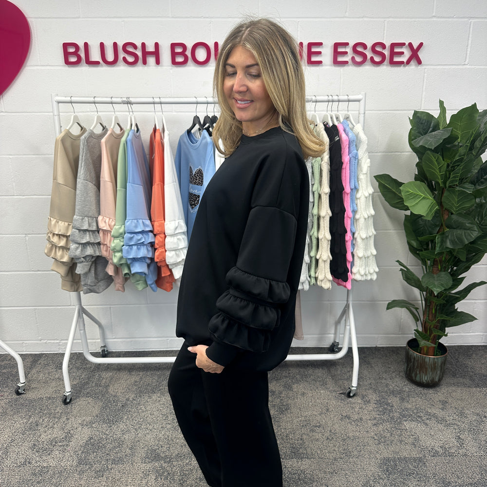 Juni Ruffle Sweatshirt - Blush Boutique Essex