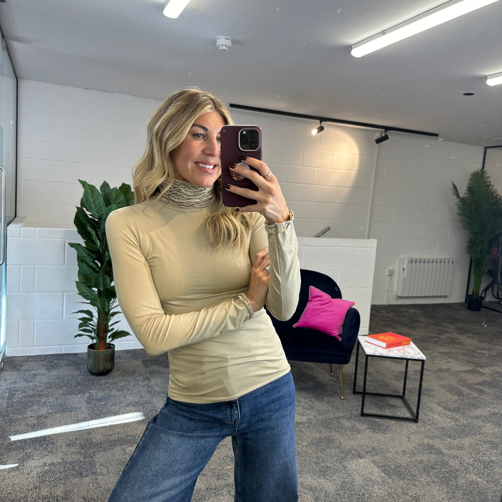 Ruche Roll Neck - Blush Boutique Essex