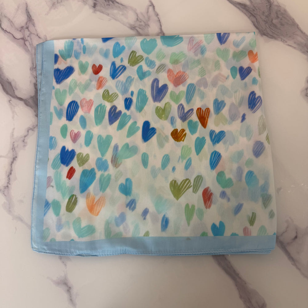 Multi heart satin tie scarf - Blush Boutique Essex