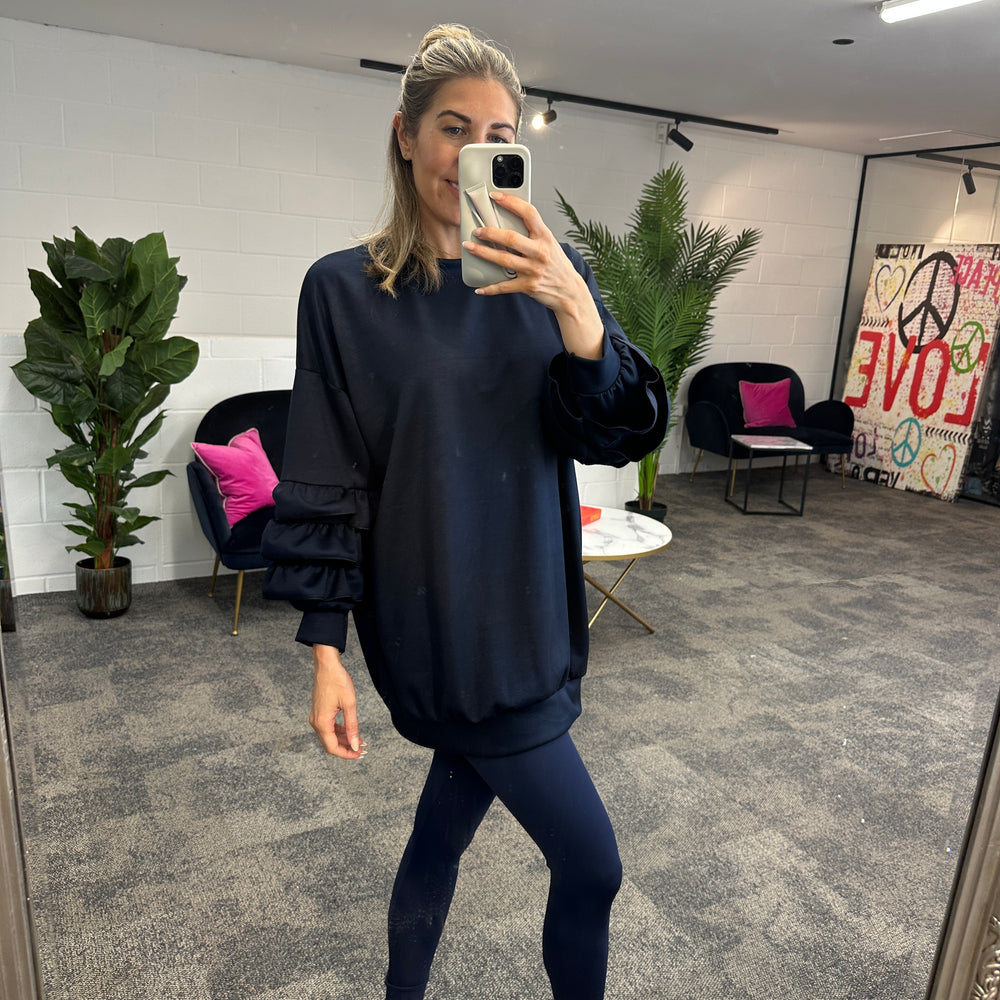 Juni Ruffle Sweatshirt - Blush Boutique Essex