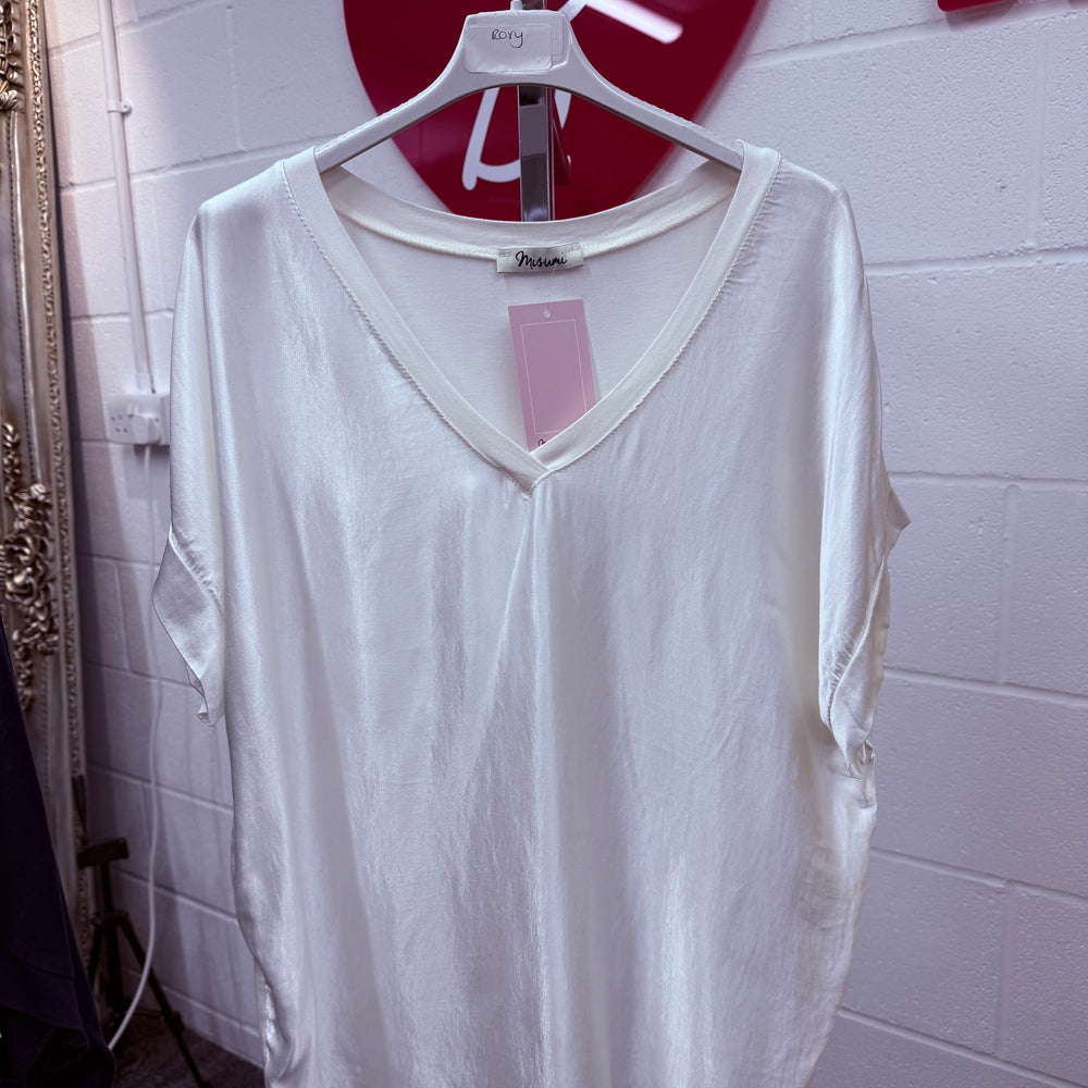 Sybil satin v neck top - Blush Boutique Essex