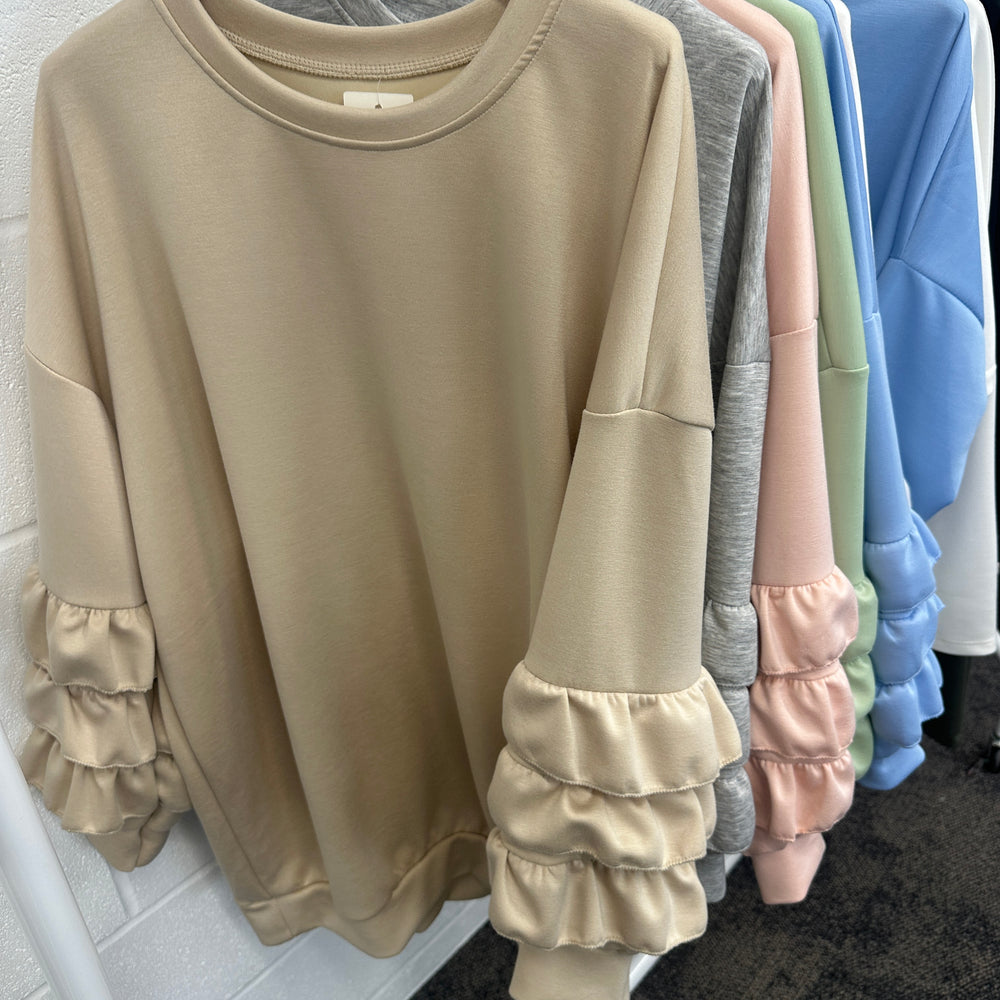 Juni Ruffle Sweatshirt - Blush Boutique Essex