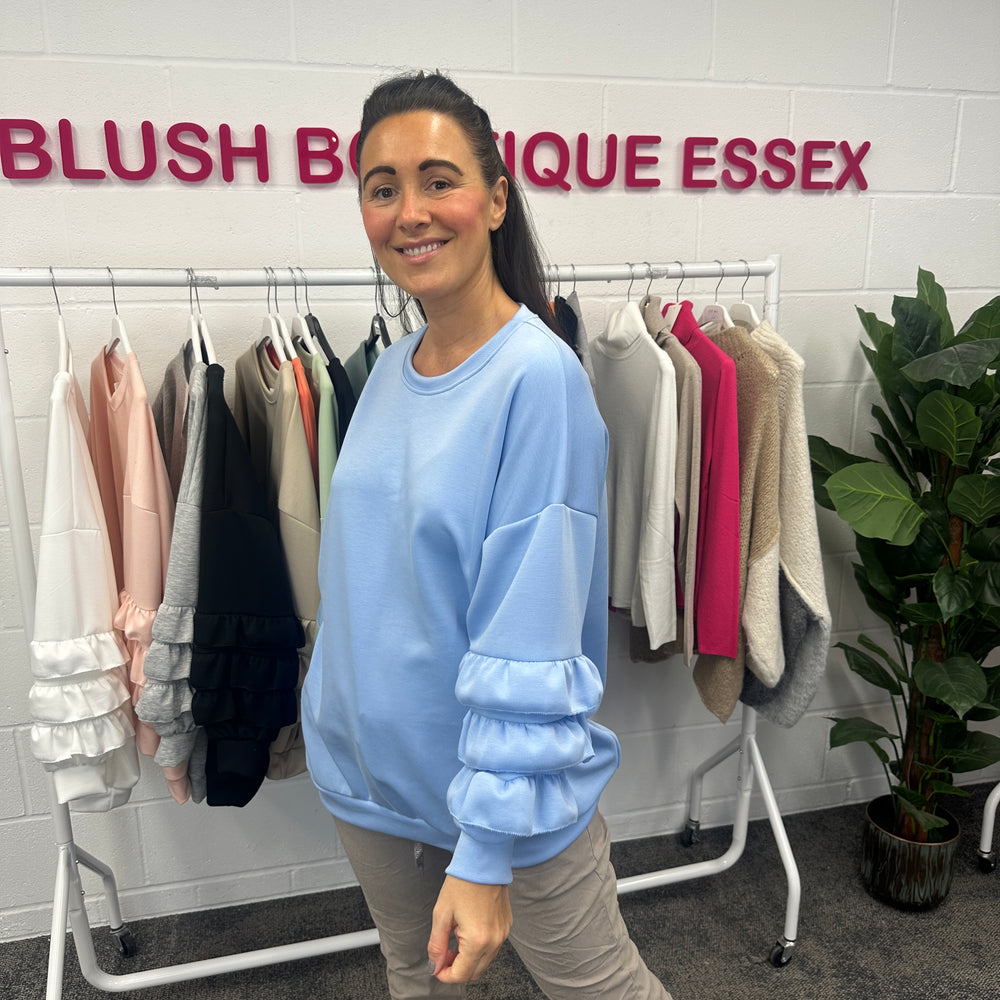Juni Ruffle Sweatshirt - Blush Boutique Essex