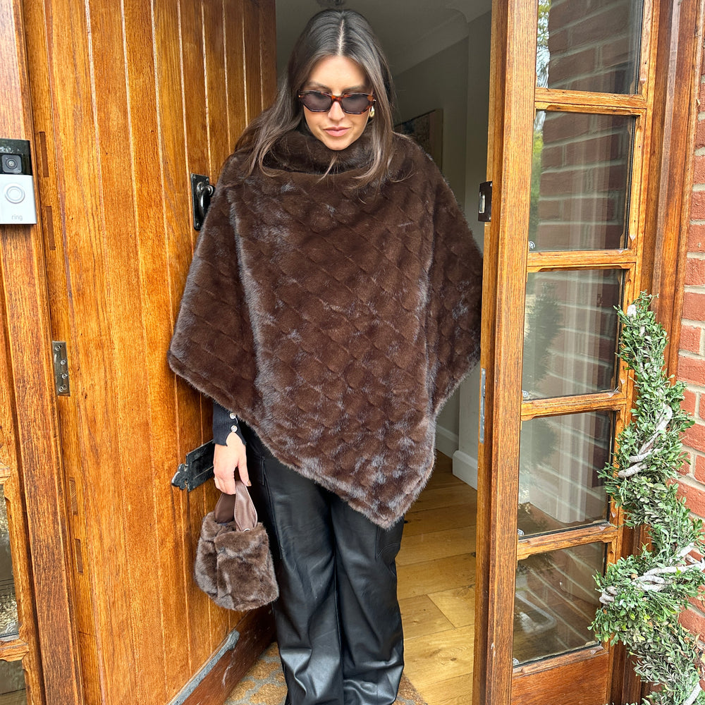 Rocco Faux Fur Cape - Blush Boutique Essex
