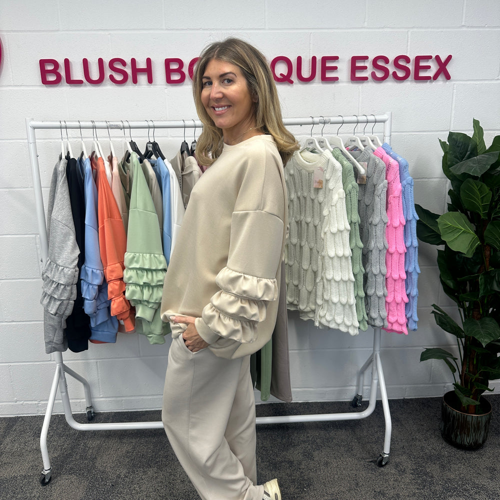 Juni Ruffle Sweatshirt - Blush Boutique Essex