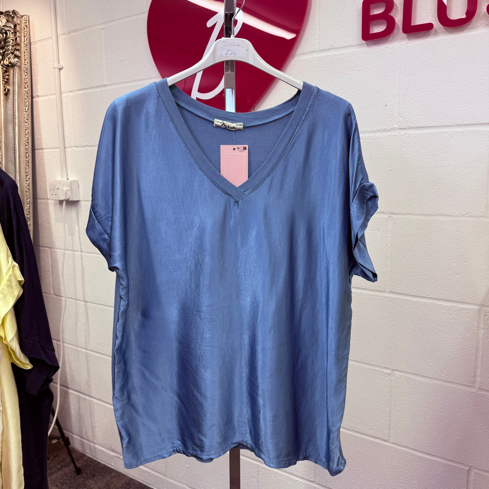 Sybil satin v neck top - Blush Boutique Essex