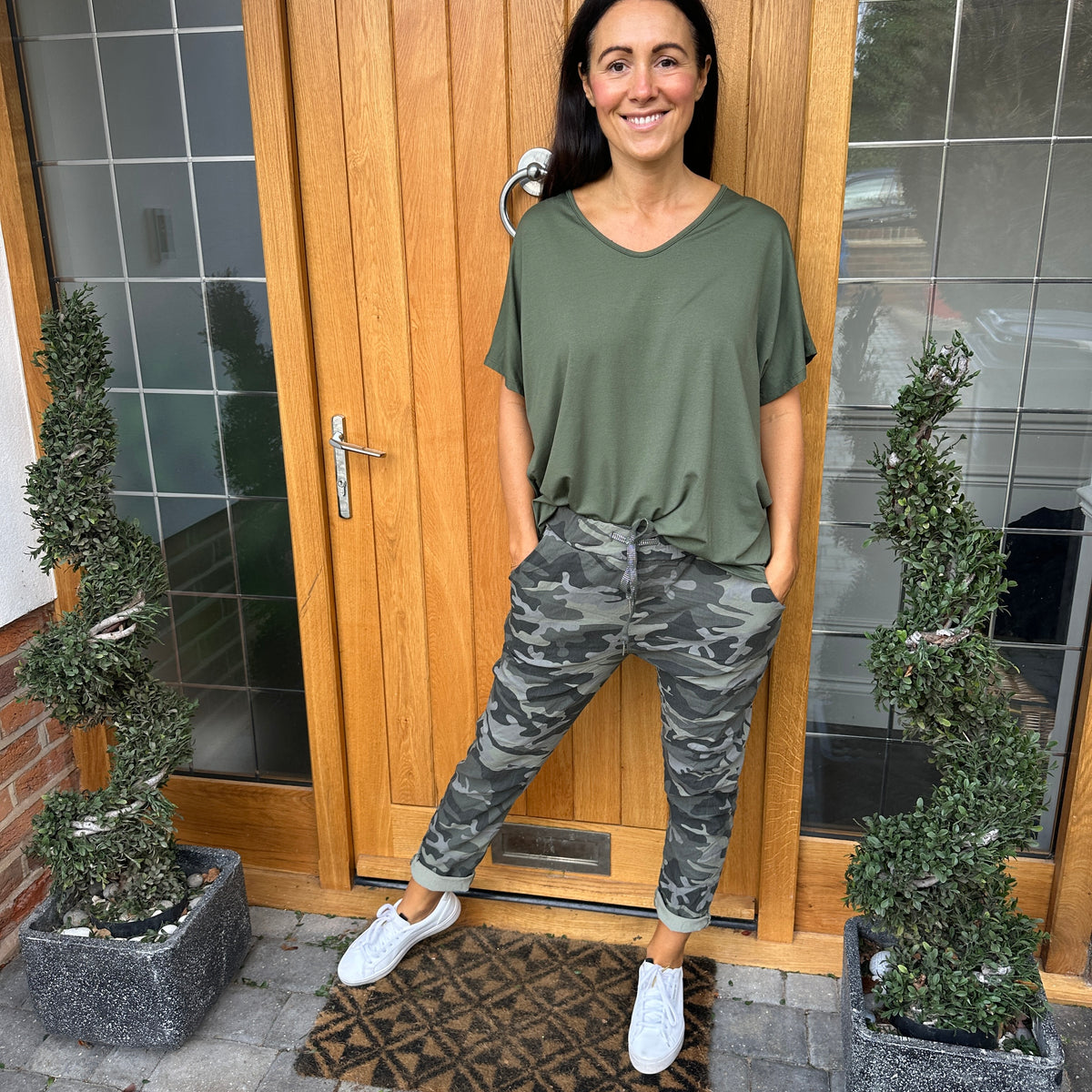 Carli Camo Magic Trousers - Blush Boutique Essex