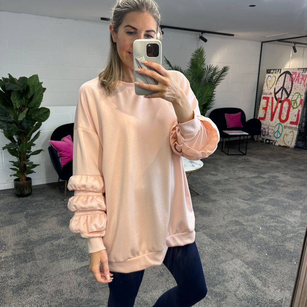 Juni Ruffle Sweatshirt - Blush Boutique Essex
