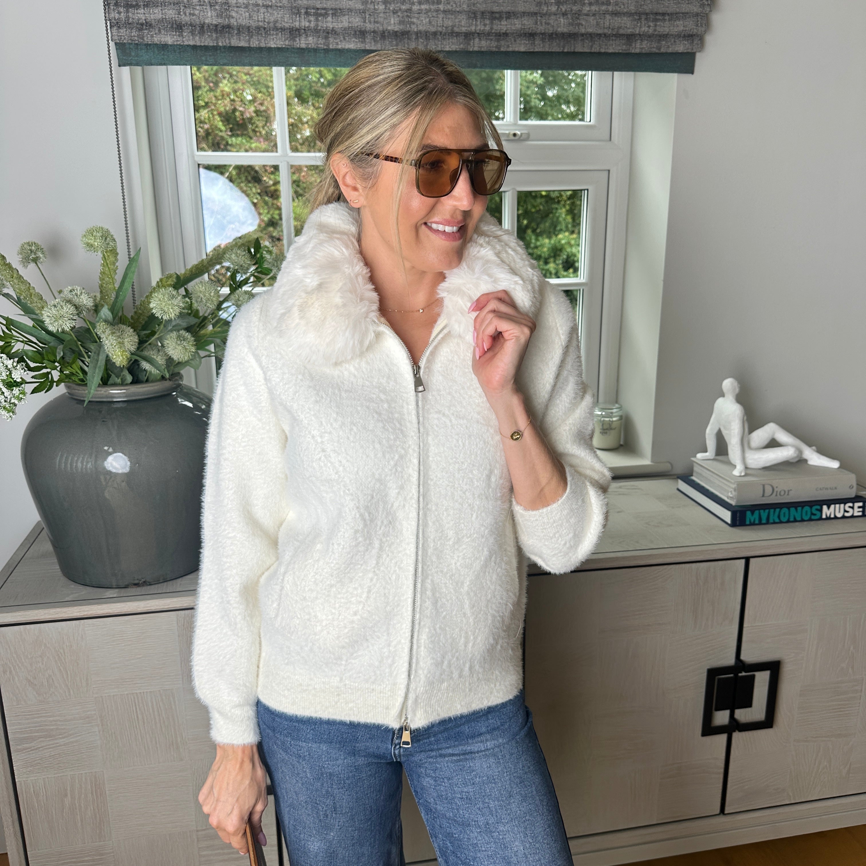 Cozi Fur Cardigan - Blush Boutique Essex