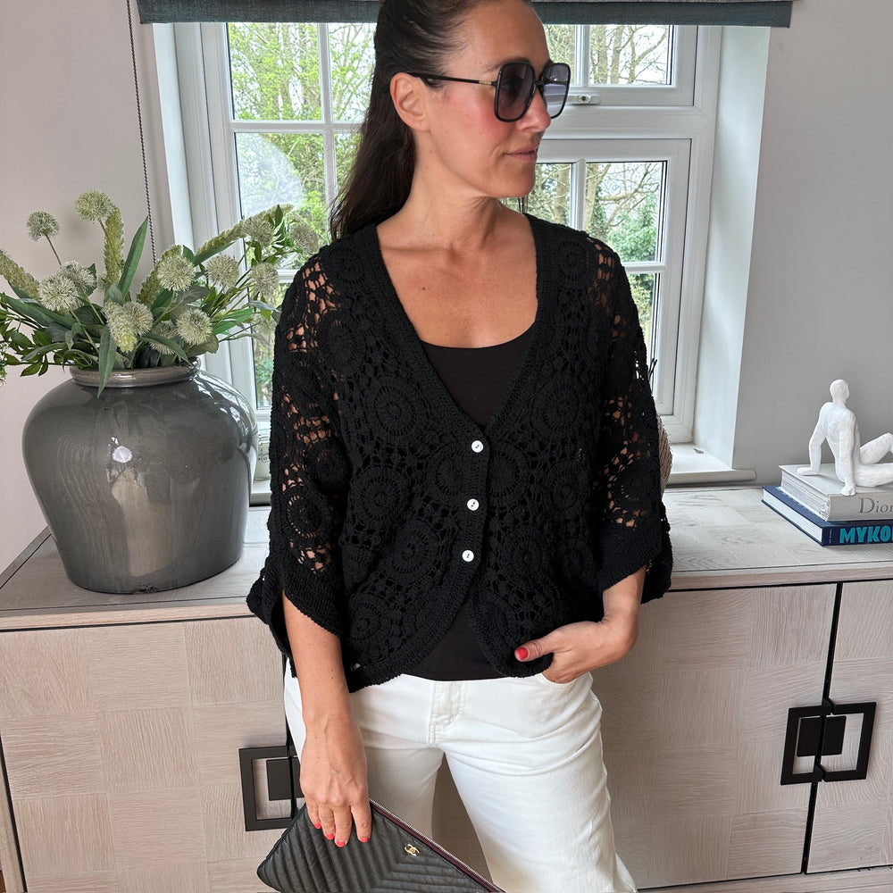 Roxy Crochet Cardigan - Blush Boutique Essex