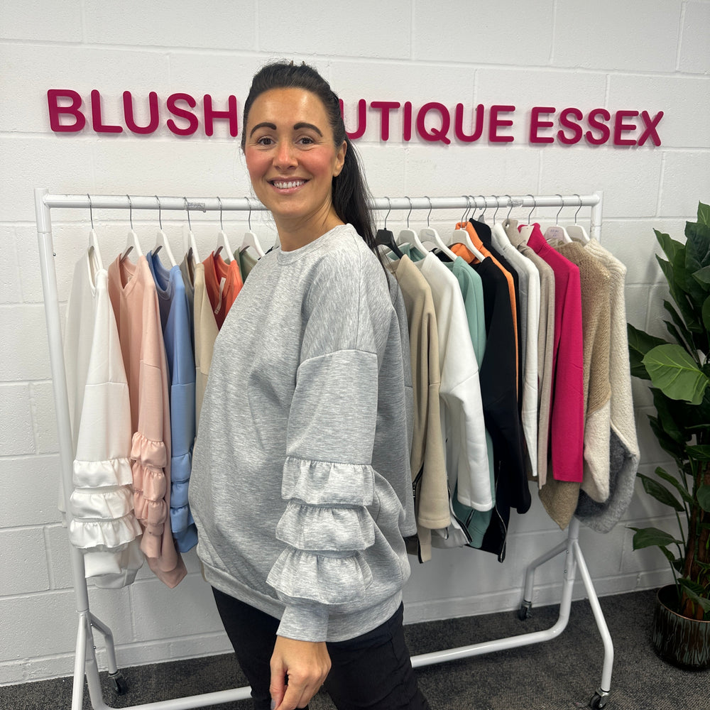 Juni Ruffle Sweatshirt - Blush Boutique Essex