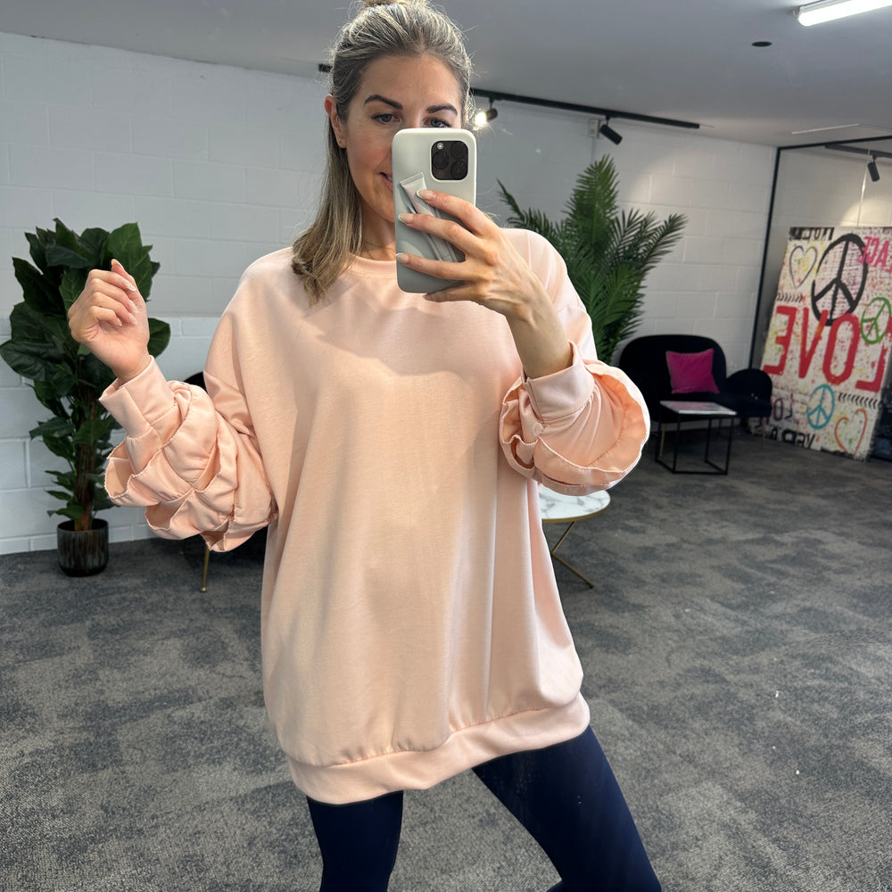 Juni Ruffle Sweatshirt - Blush Boutique Essex