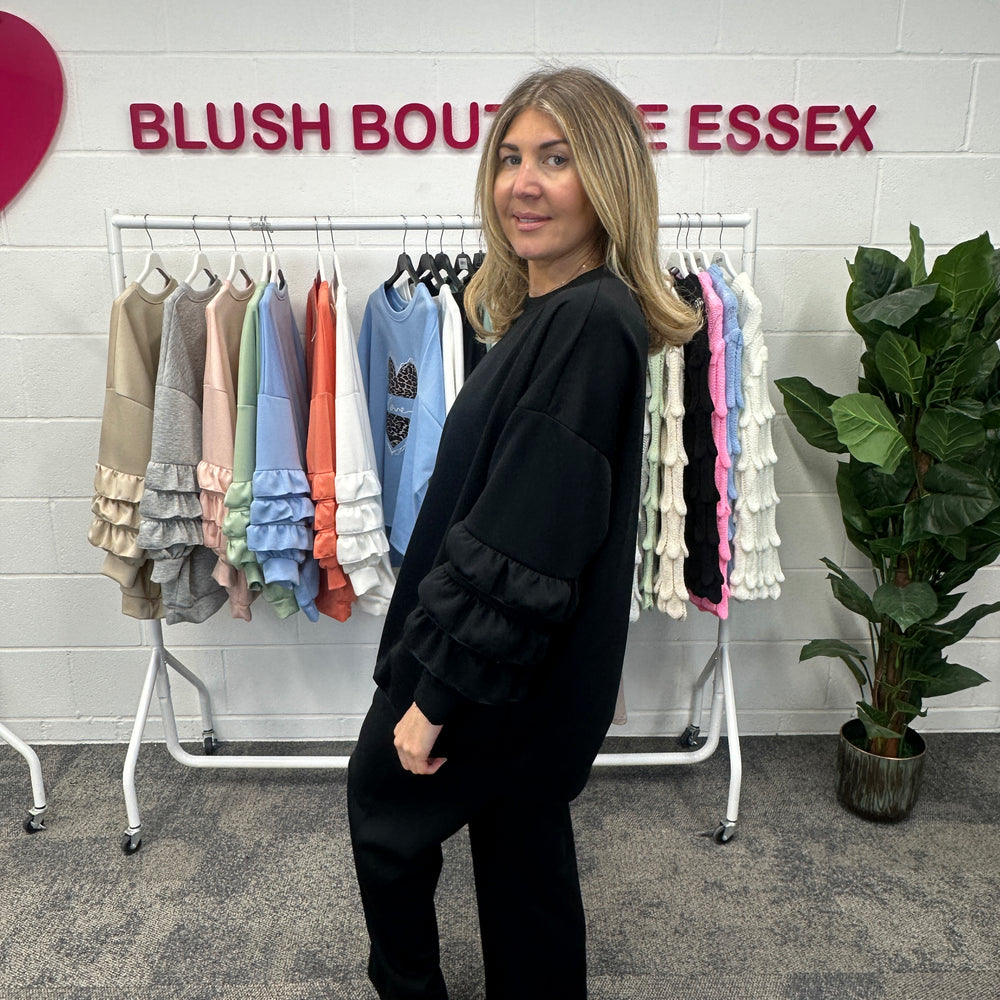 Juni Ruffle Sweatshirt - Blush Boutique Essex