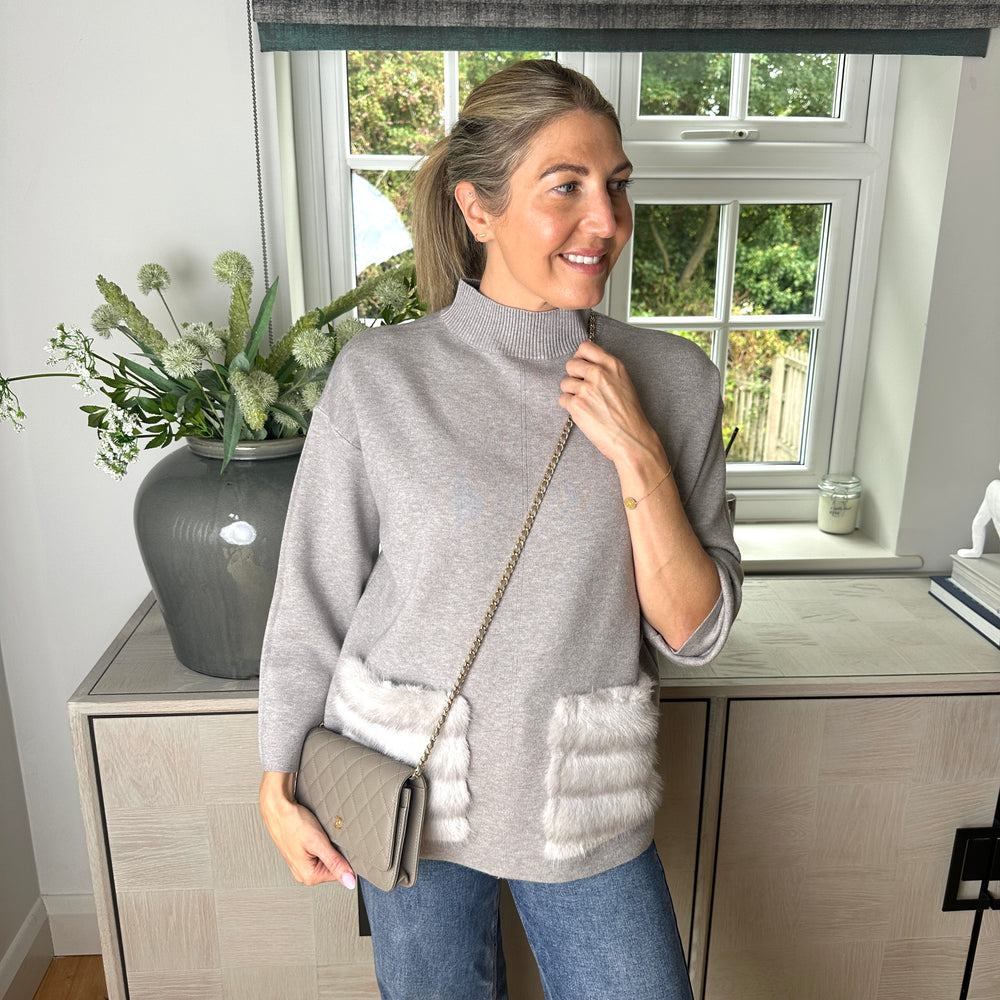 Alma Fur Knit - Blush Boutique Essex