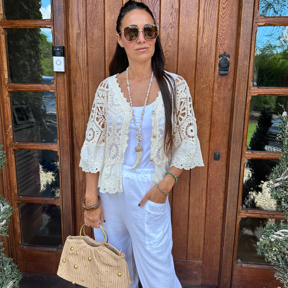 Zoe Crochet Cardigan - Blush Boutique Essex
