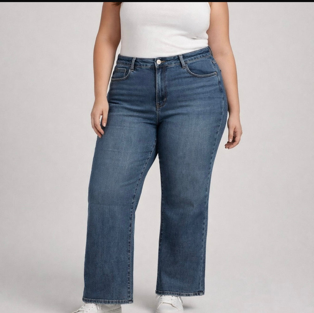 Presley curve wide leg denim Jeans - Blush Boutique Essex