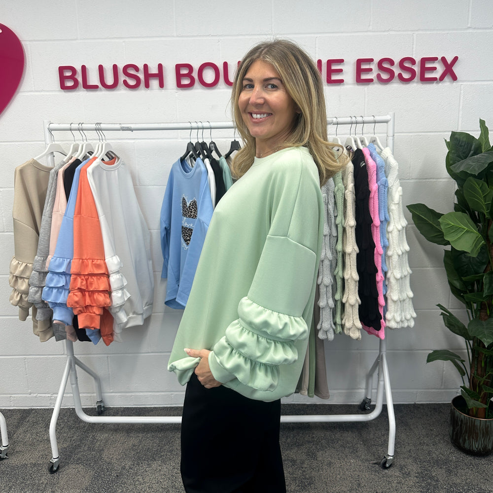Juni Ruffle Sweatshirt - Blush Boutique Essex