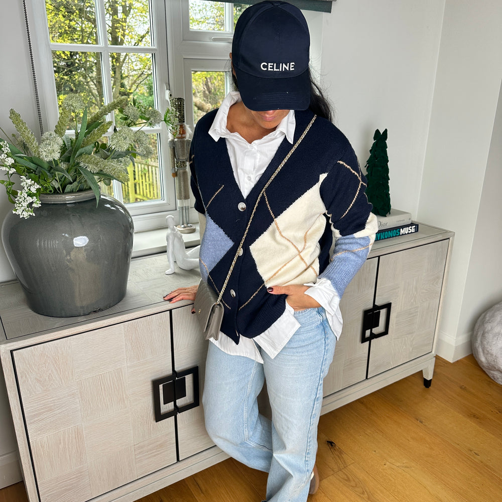 Daisy Argyle Knit Cardigan