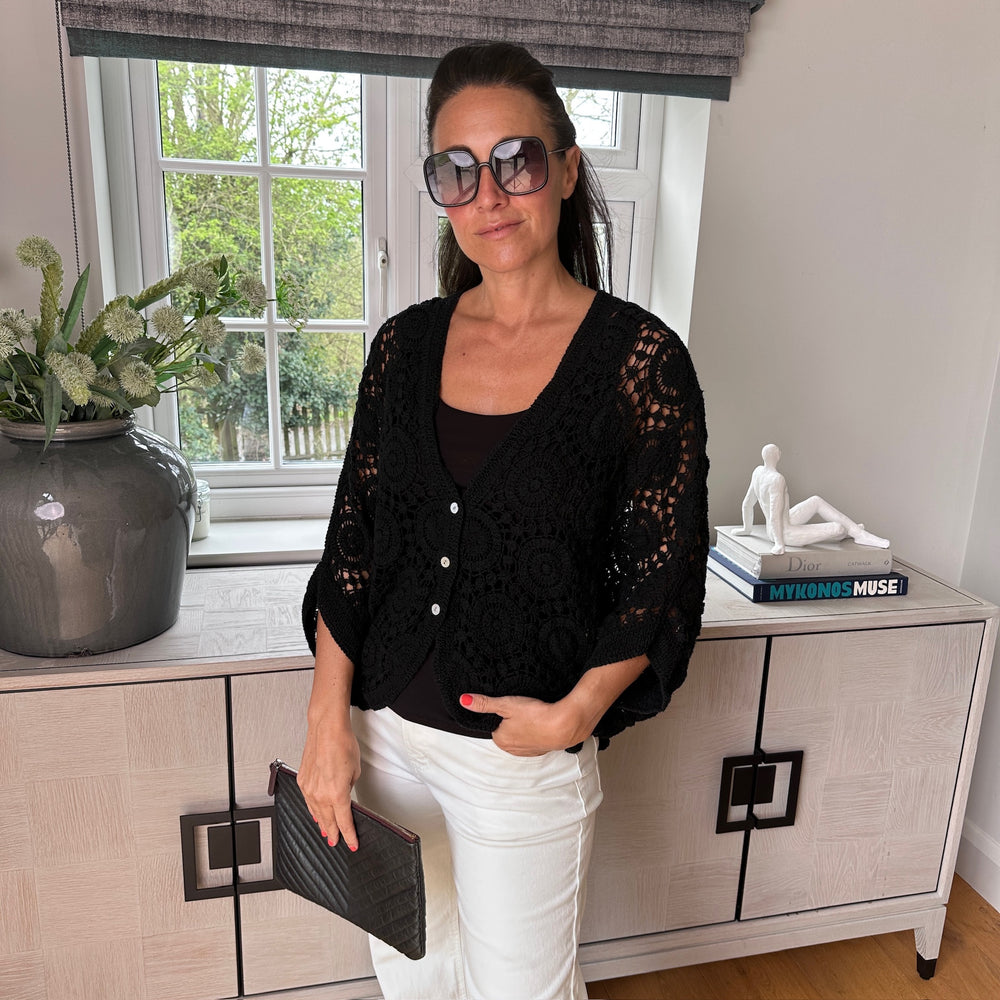 Roxy Crochet Cardigan - Blush Boutique Essex