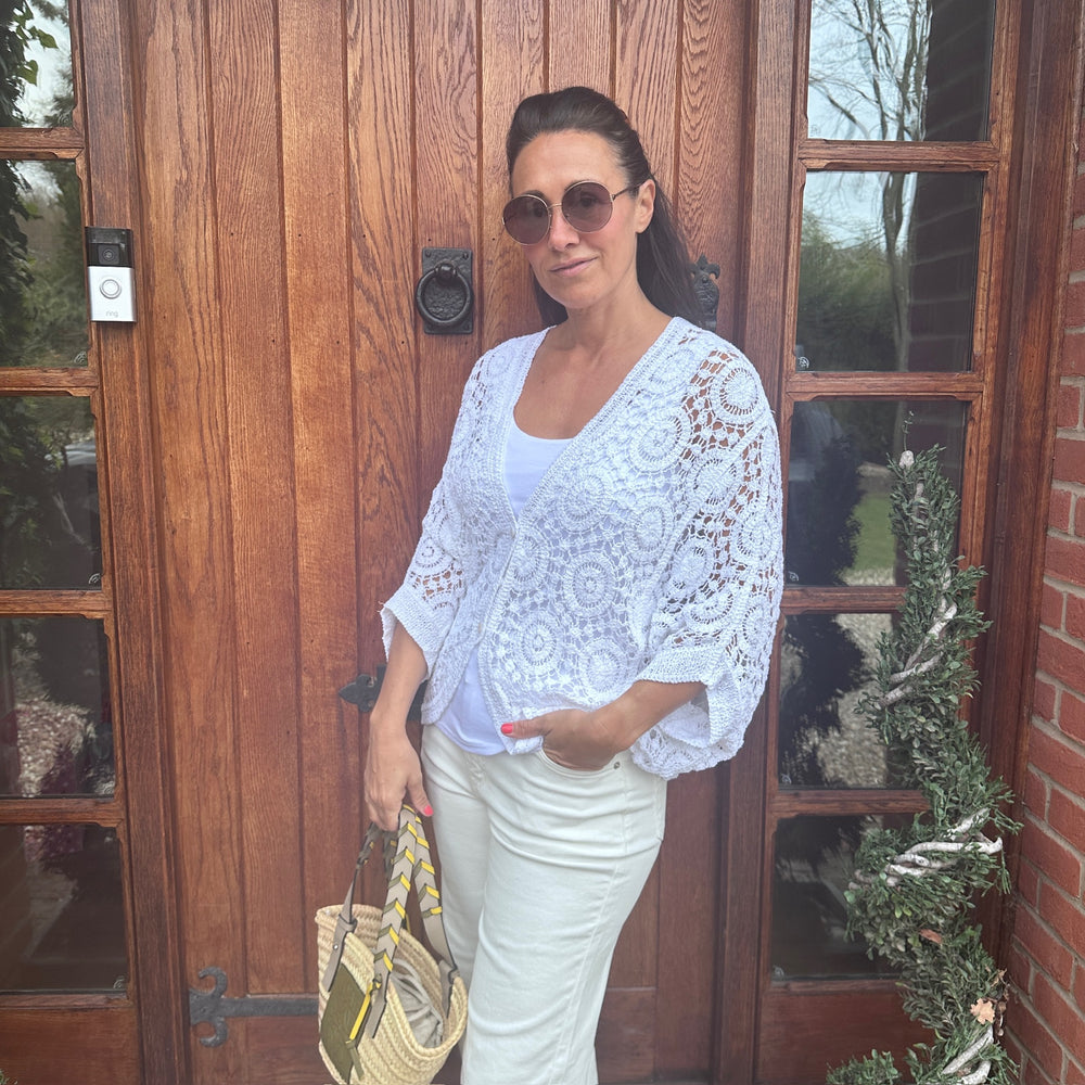 Roxy Crochet Cardigan - Blush Boutique Essex