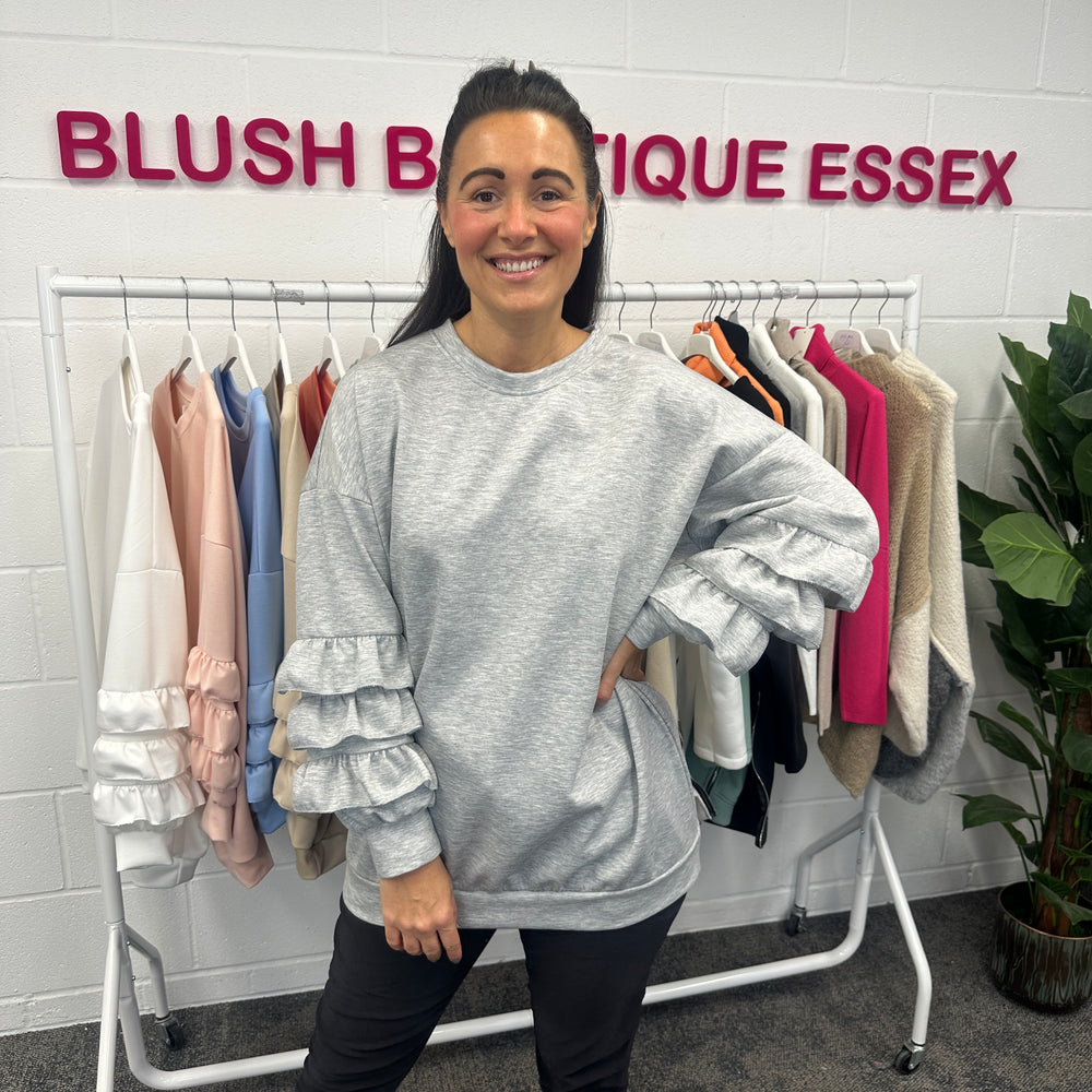 Juni Ruffle Sweatshirt - Blush Boutique Essex