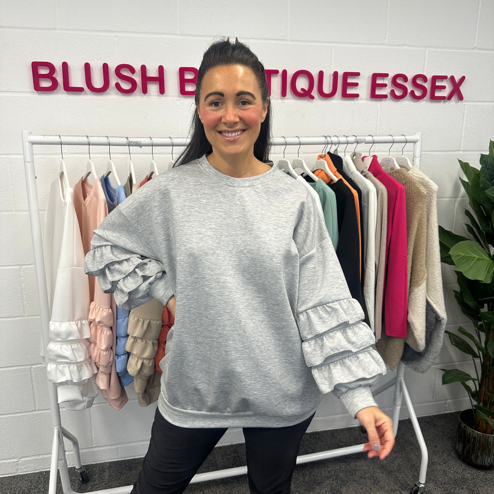 Juni Ruffle Sweatshirt - Blush Boutique Essex