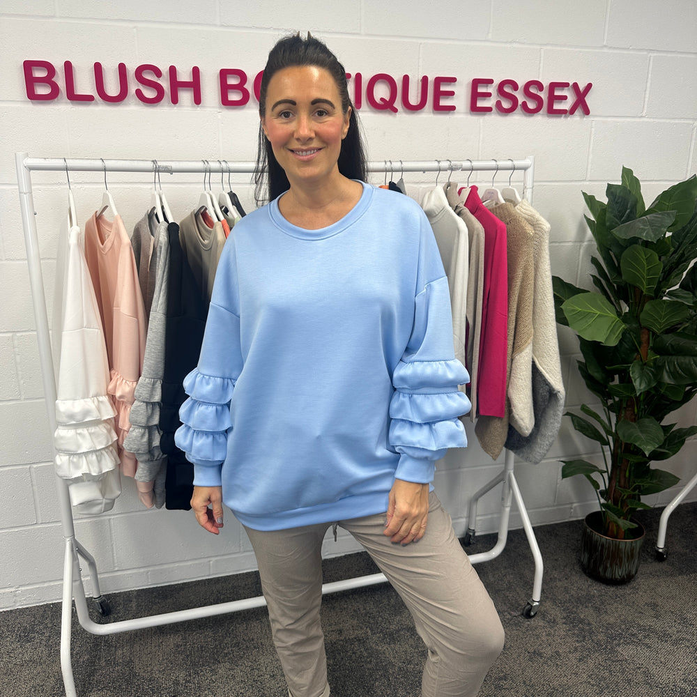 Juni Ruffle Sweatshirt - Blush Boutique Essex