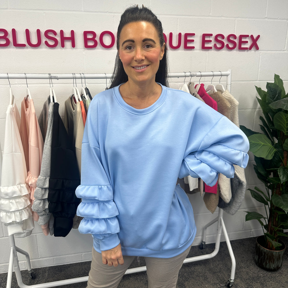 Juni Ruffle Sweatshirt - Blush Boutique Essex