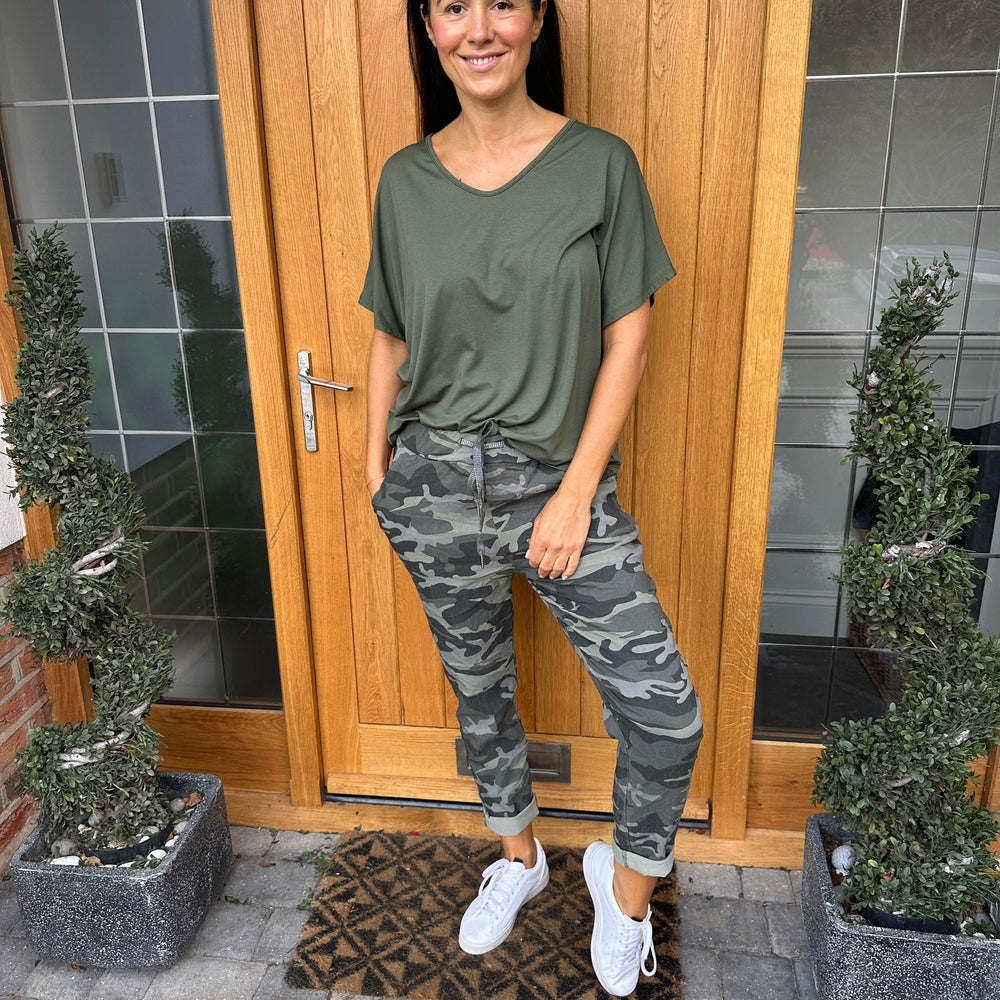 Carli Camo Magic Trousers - Blush Boutique Essex