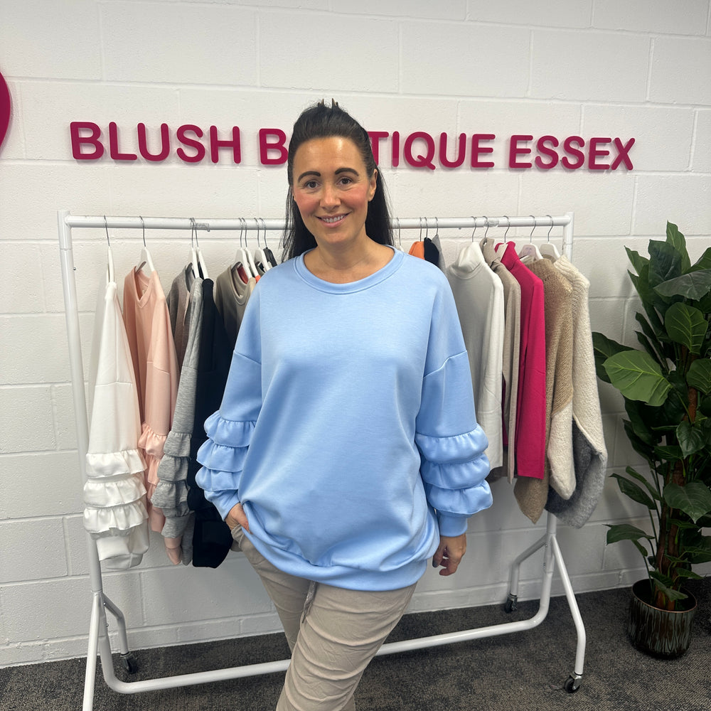 Juni Ruffle Sweatshirt - Blush Boutique Essex