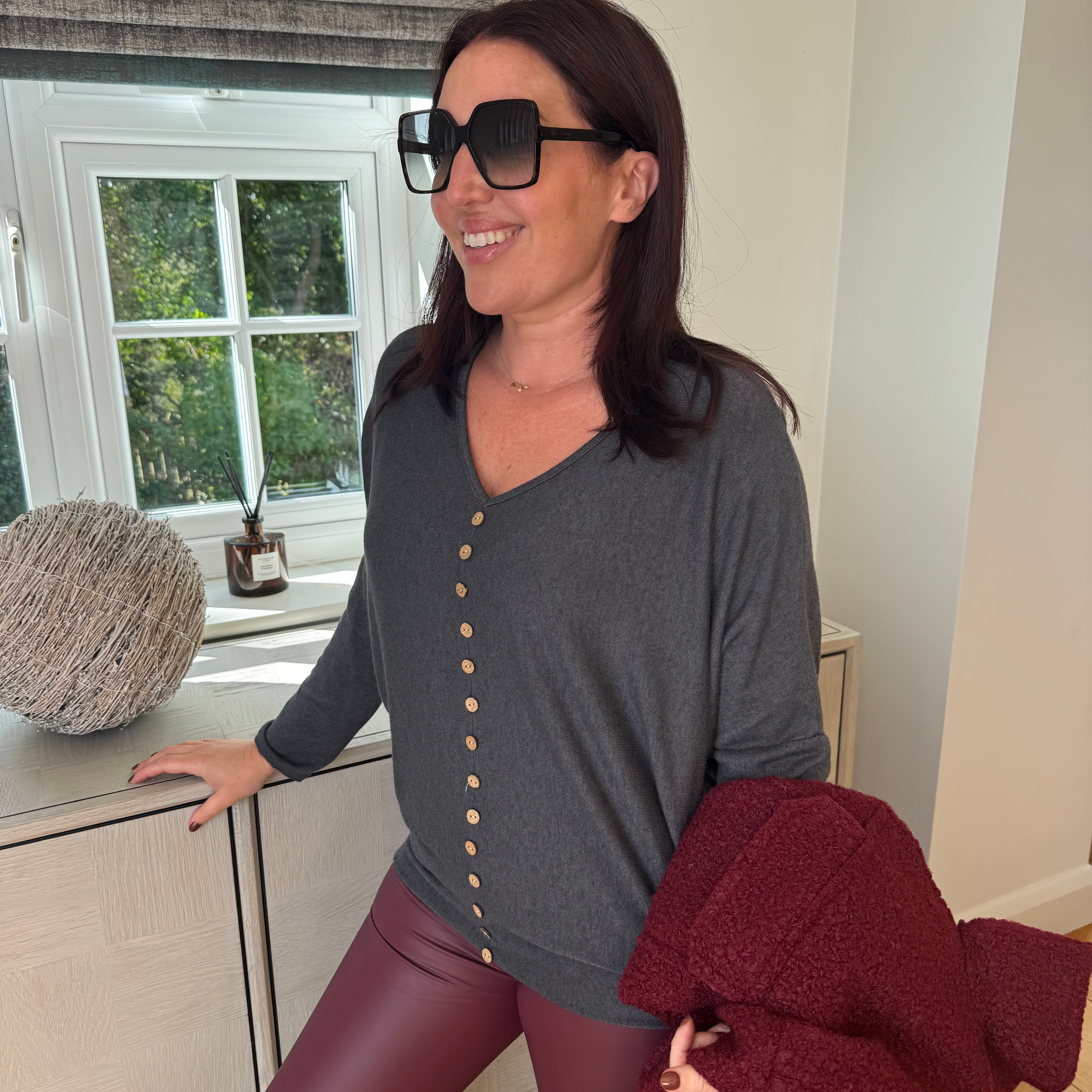 Ash Button Top - Blush Boutique Essex