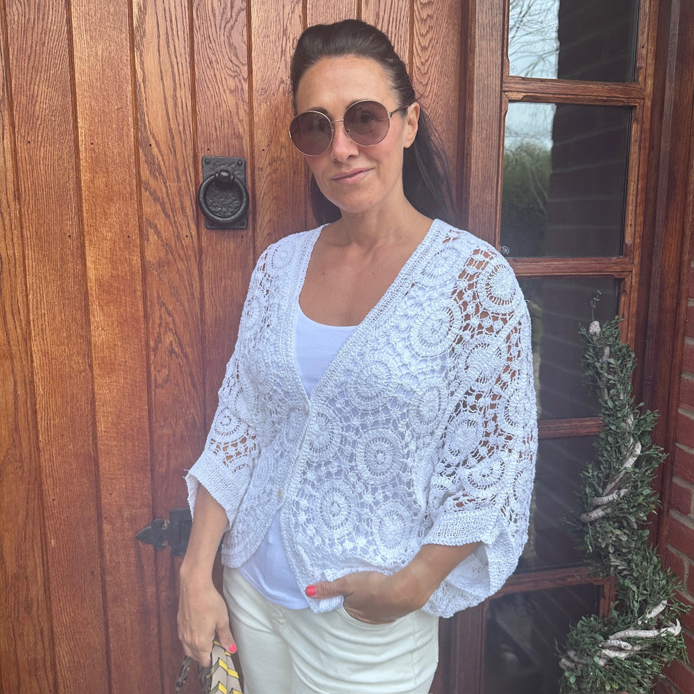 Roxy Crochet Cardigan - Blush Boutique Essex