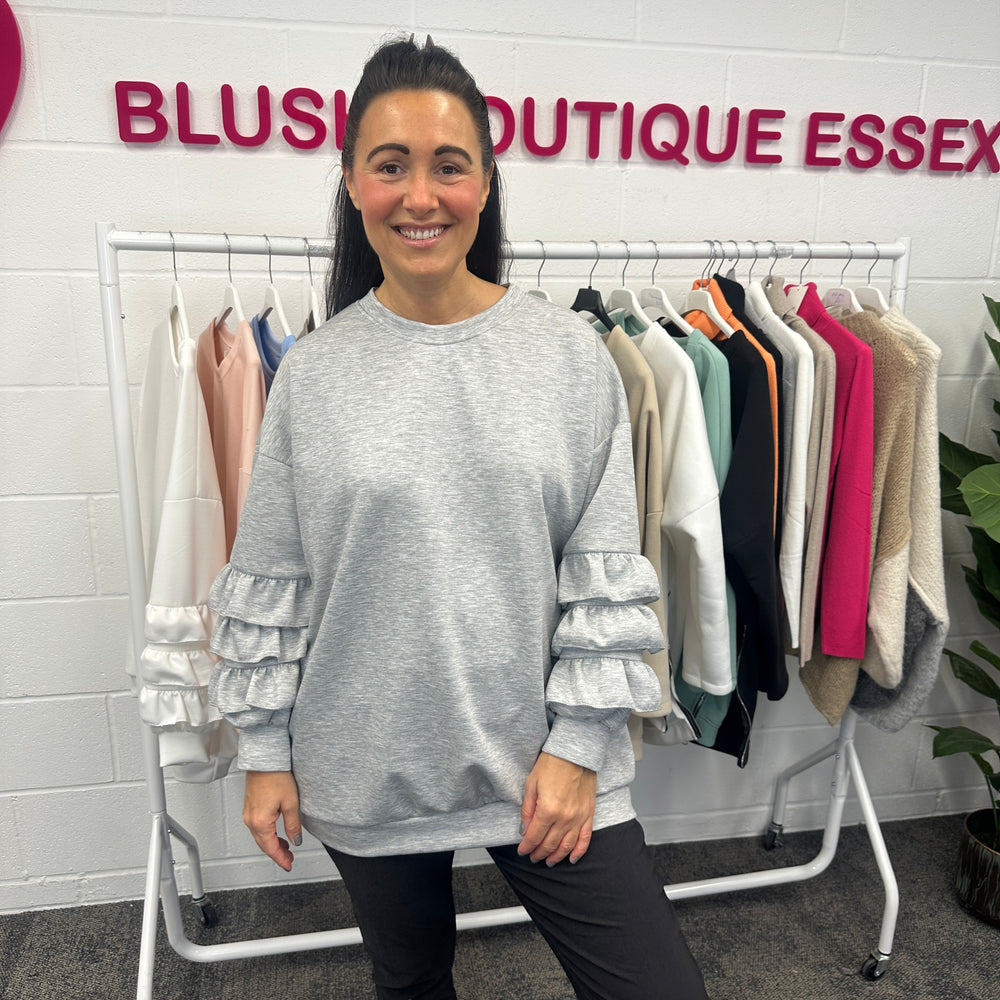 Juni Ruffle Sweatshirt - Blush Boutique Essex