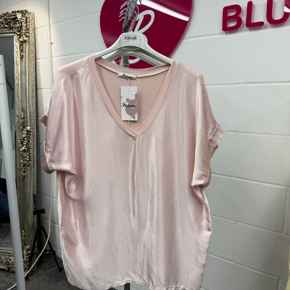 Sybil satin v neck top - Blush Boutique Essex