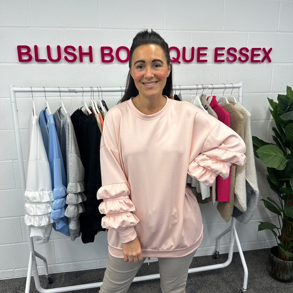 Juni Ruffle Sweatshirt - Blush Boutique Essex