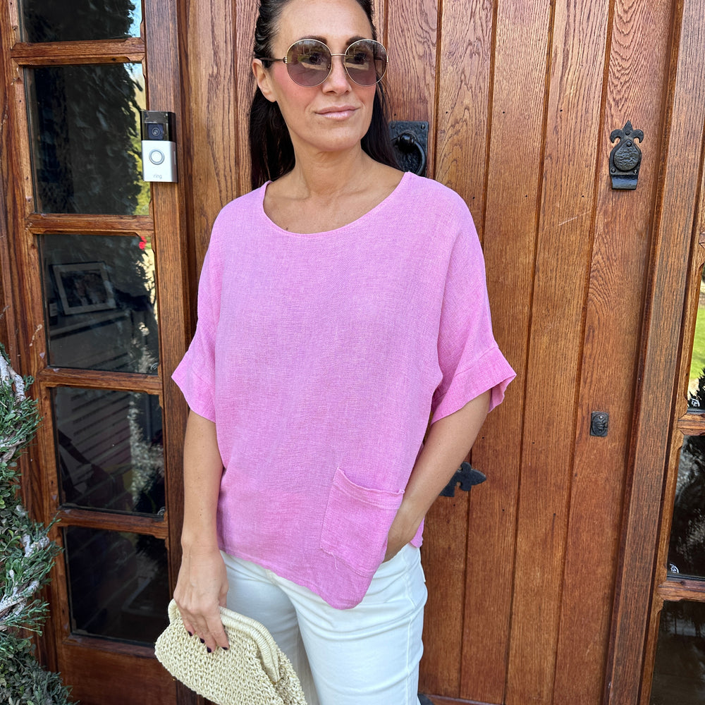 Cherry Linen Top - Blush Boutique Essex