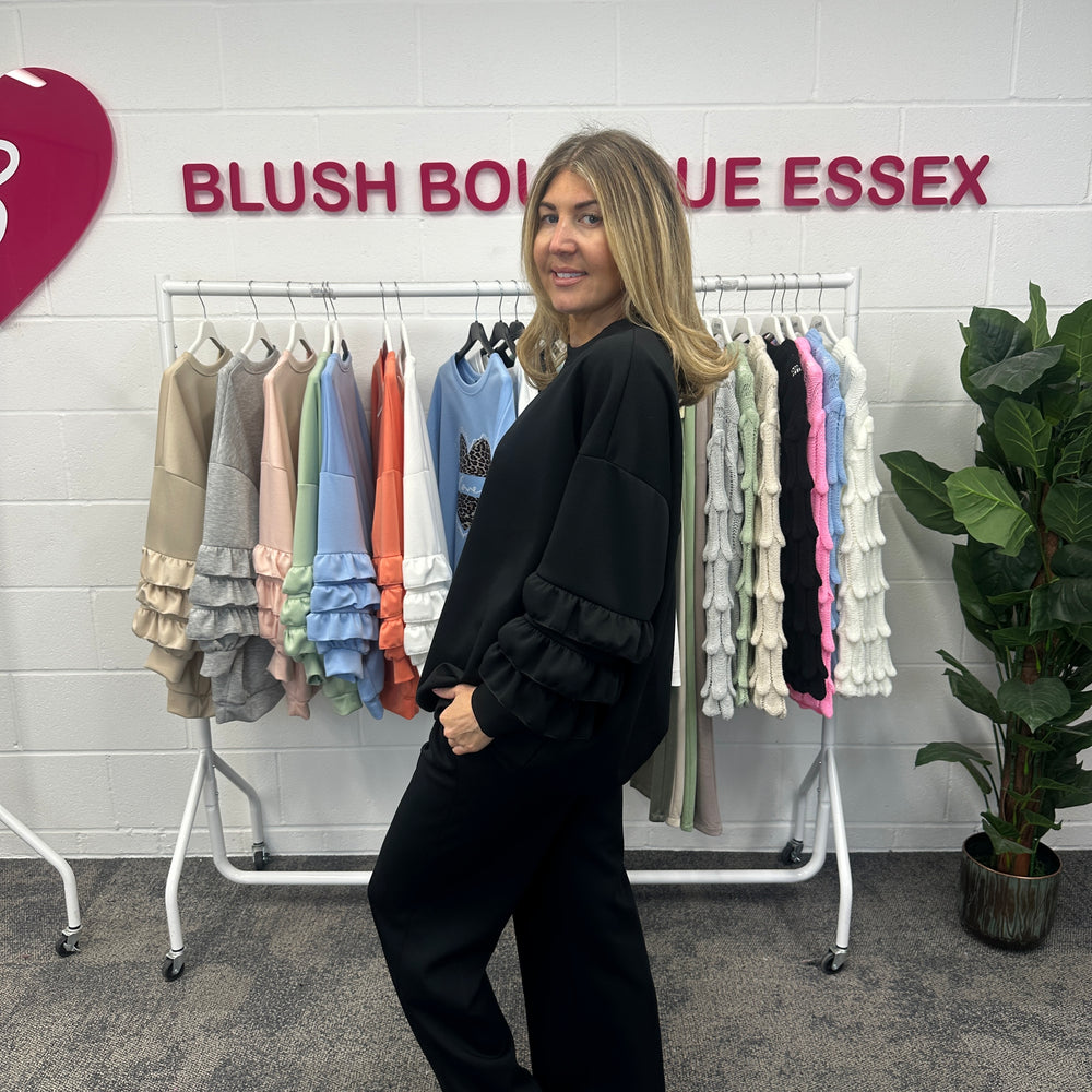 Juni Ruffle Sweatshirt - Blush Boutique Essex