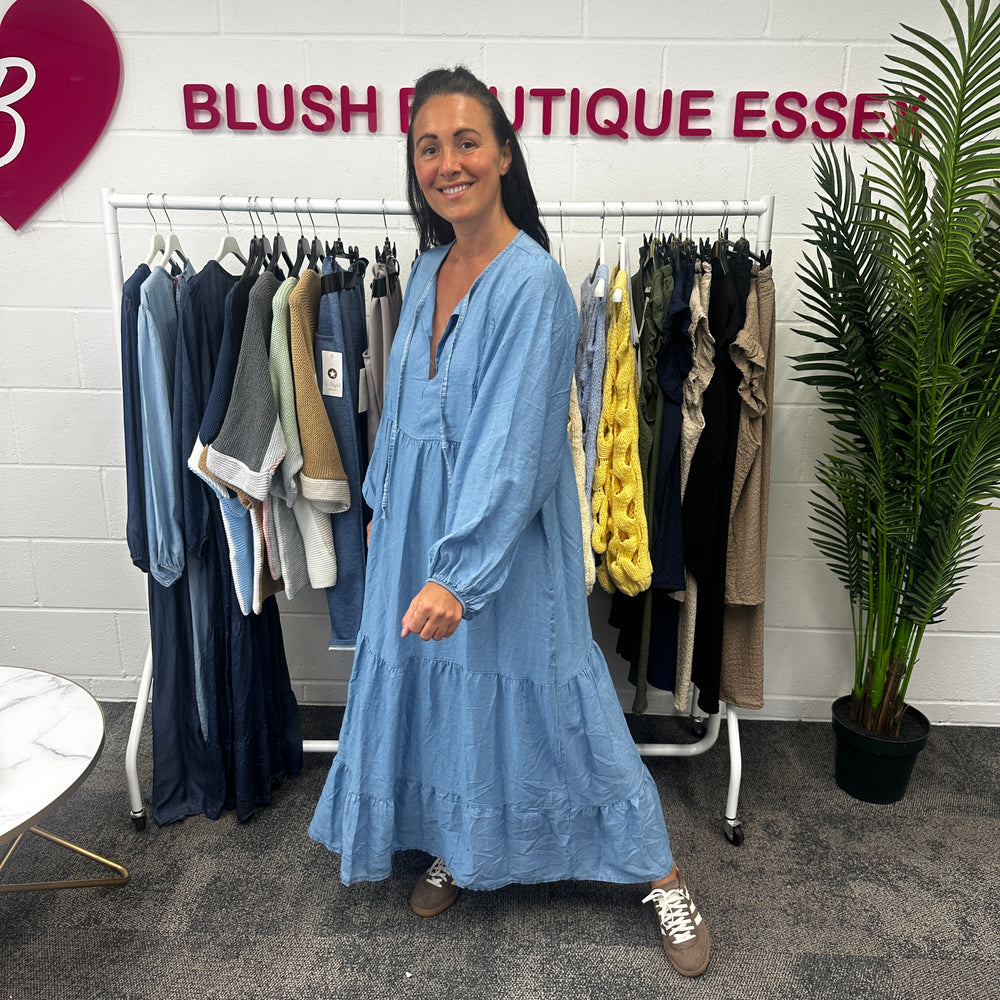 Florence Denim Dress - Blush Boutique Essex