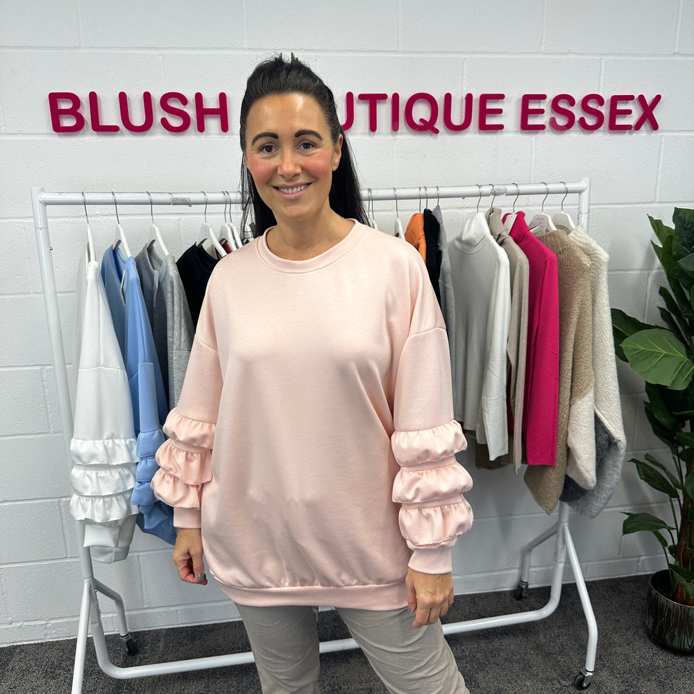 Juni Ruffle Sweatshirt - Blush Boutique Essex