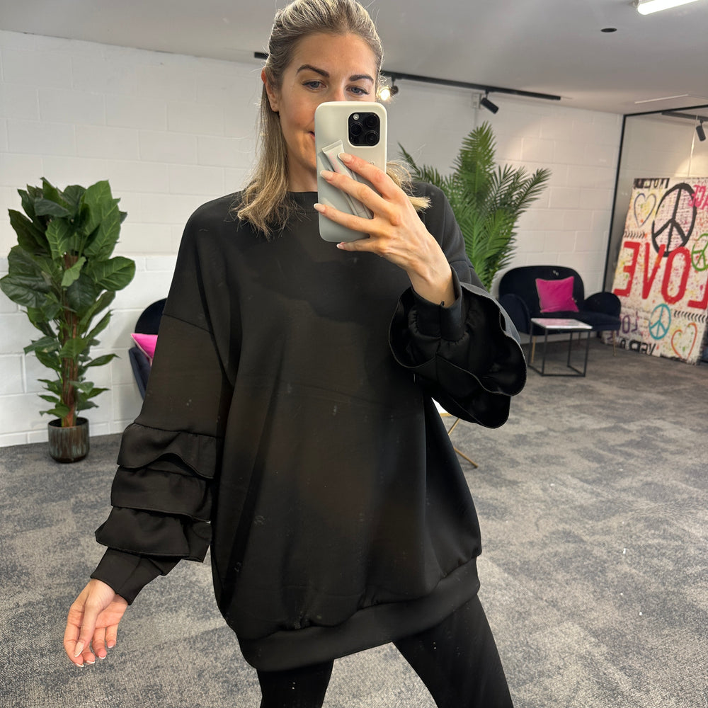 Juni Ruffle Sweatshirt - Blush Boutique Essex