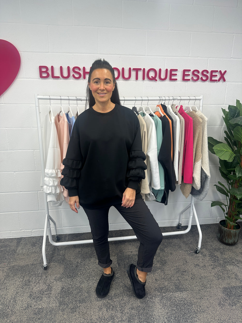 Juni Ruffle Sweatshirt - Blush Boutique Essex