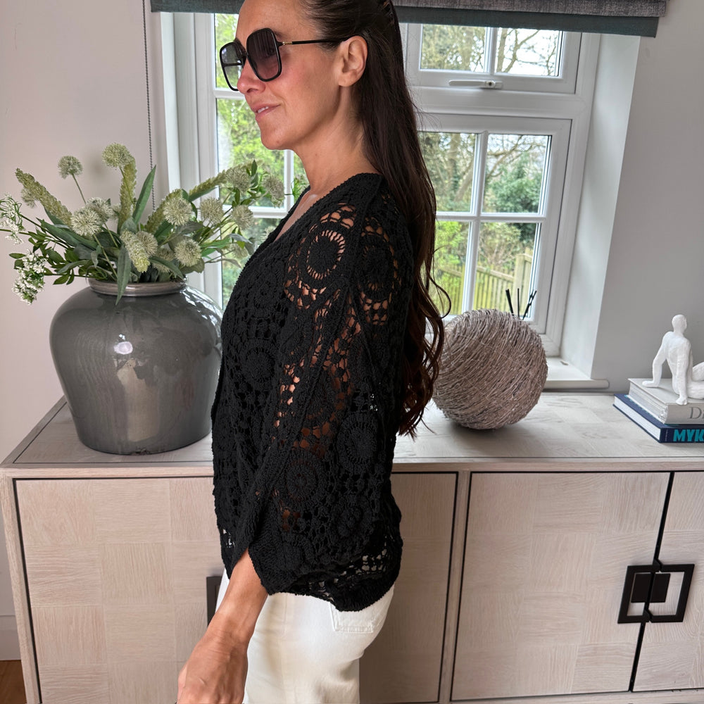 Roxy Crochet Cardigan - Blush Boutique Essex