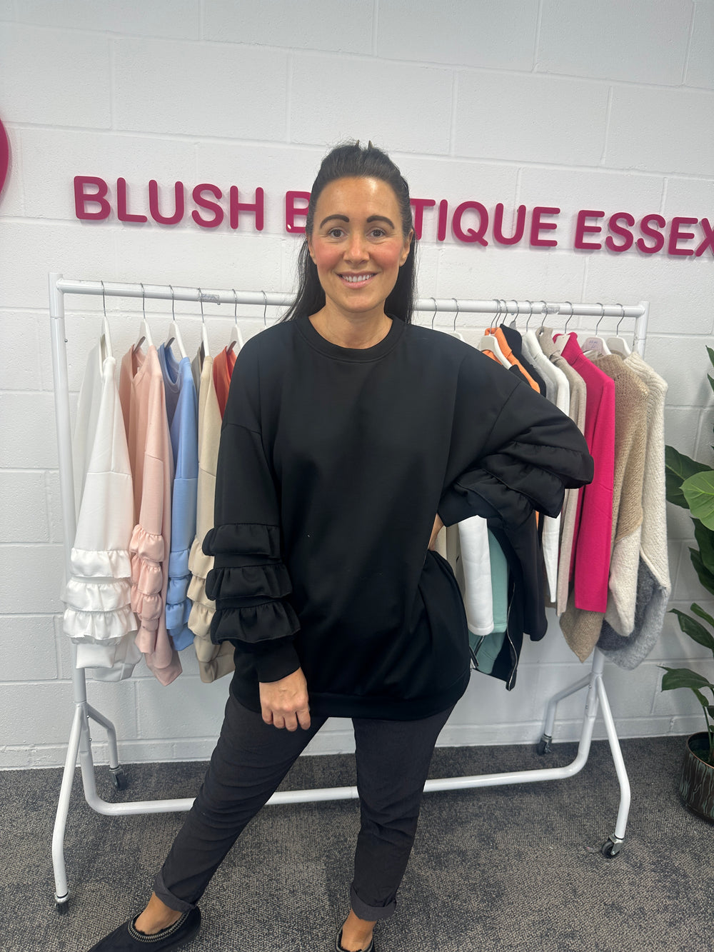 Juni Ruffle Sweatshirt - Blush Boutique Essex